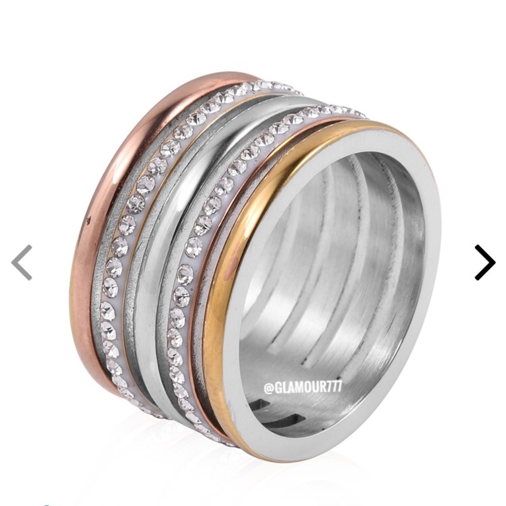 Crystal, Gold Plated Stainless Steel Ring - Picture 3 of 8
